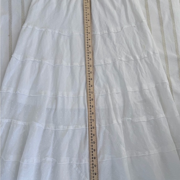 Studio West White Swiss Dot Tiered Midi Skirt Size Small Elastic Waist - Picture 5 of 6